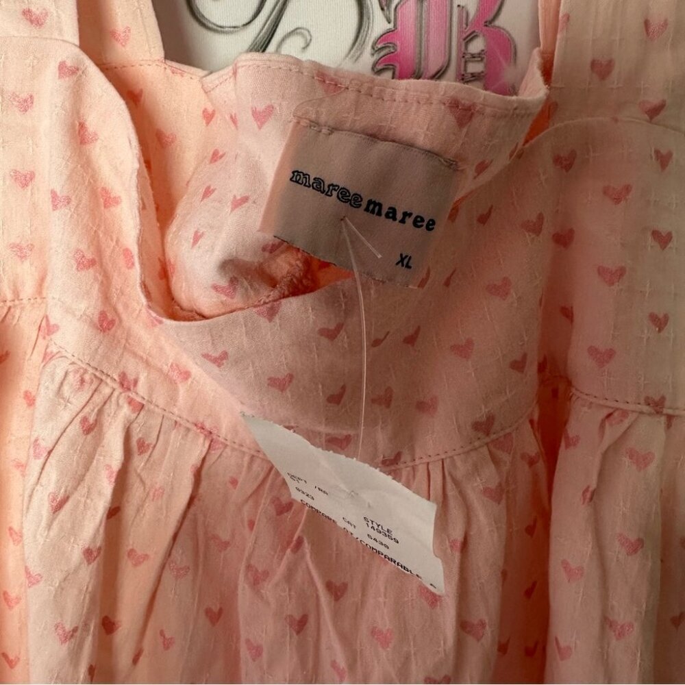 Maree maree tank top brand new with tags XL Pink Ruffled Crop Top hearts - Picture 3 of 8